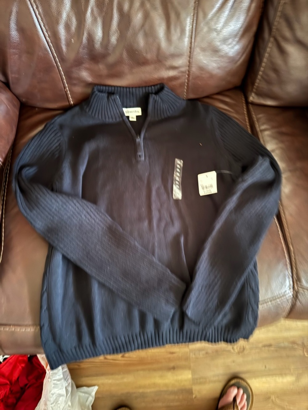 Club Room Women's Dark Navy Quarter-Zip Sweater